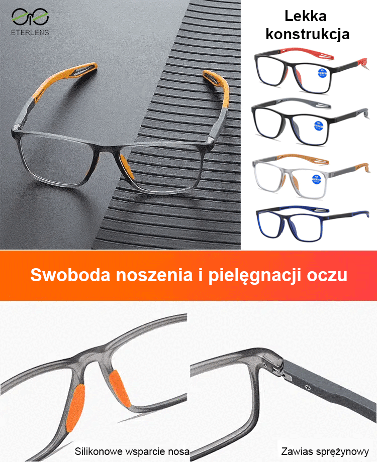 Ultralekkie i wygodne okulary do czytania blokujące niebieskie światło