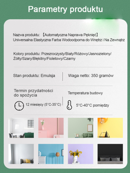 【Automatyczne naprawianie pęknięć】Wysoko elastyczna uniwersalna farba wodoodporna do wewnętrznych i 