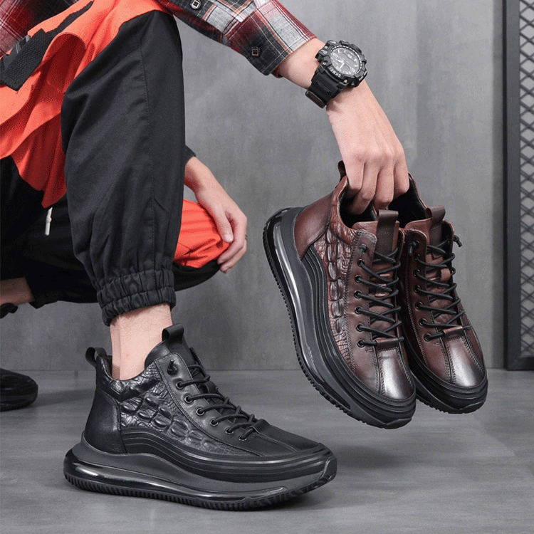 👞【Zwiększ wysokość o 5 cm】 Modne męskie skórzane buty ze wzorem krokodyla