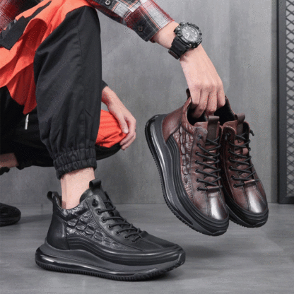 👞【Zwiększ wysokość o 5 cm】 Modne męskie skórzane buty ze wzorem krokodyla