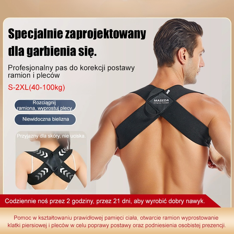 🕺Opaska treningowa z gumką💯Noś ją tylko przez dwie godziny dziennie, aby rozwinąć pamięć mięśniową, naturalnie wyprostować plecy i poprawić postawę.