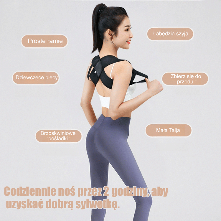 🕺Opaska treningowa z gumką💯Noś ją tylko przez dwie godziny dziennie, aby rozwinąć pamięć mięśniową, naturalnie wyprostować plecy i poprawić postawę.