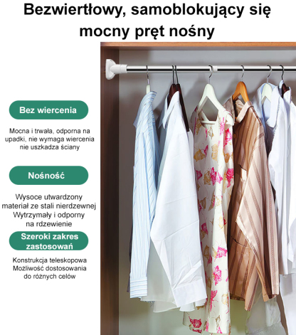 Rozciągany wieszak na pranie bez wiercenia