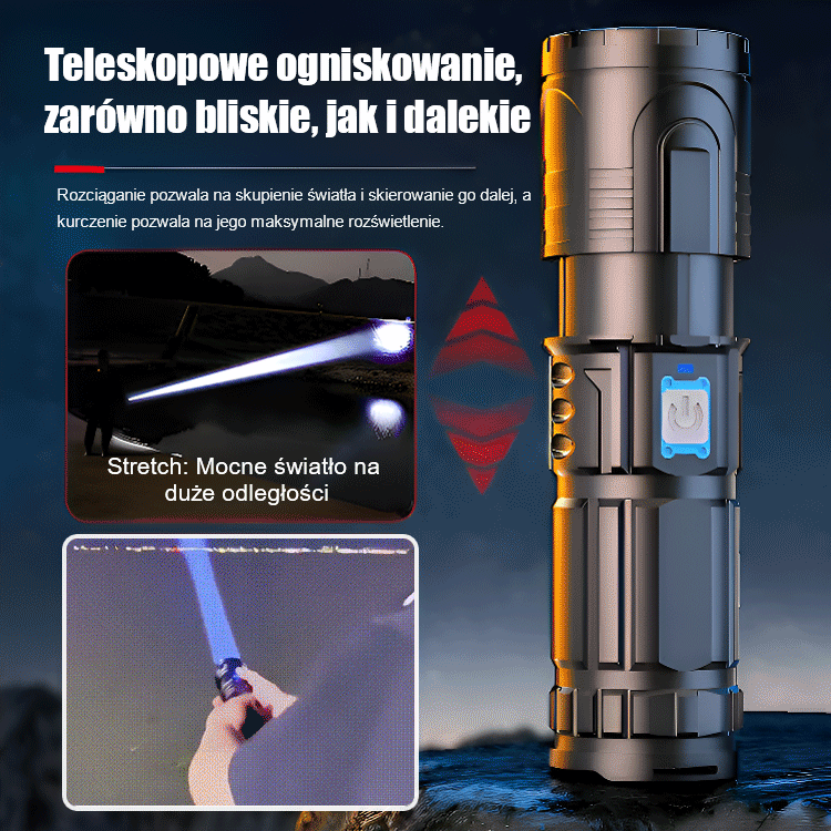 🔦Nowa bojowa latarka LED🛸Jasna i dalekosiężna, z szerokim obszarem naświetlania i może oświetlać do 5000 metrów!