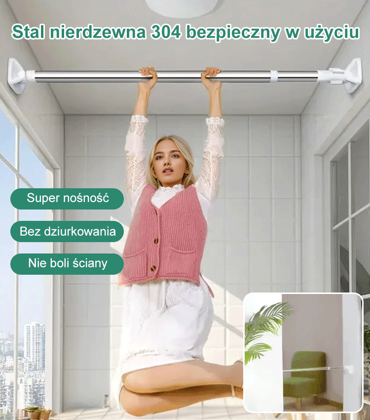 Rozciągany wieszak na pranie bez wiercenia