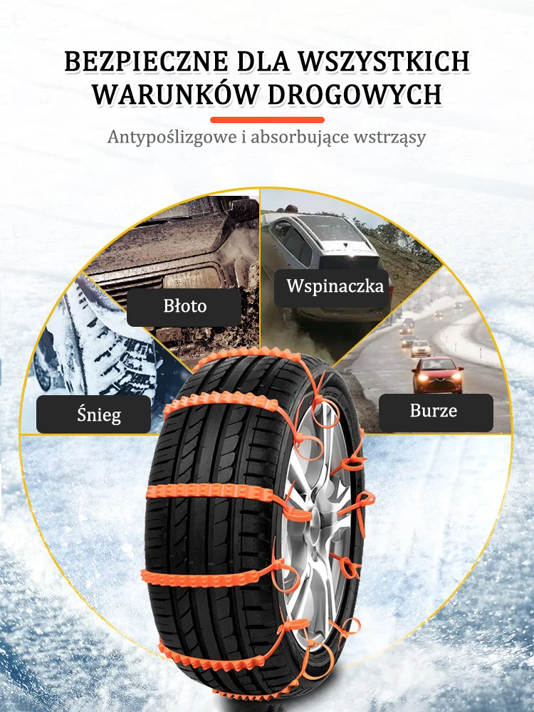 🚗Łańcuchy przeciwpoślizgowe❄️Dostosowują się do różnych modeli i nigdy się nie zużywają, zapewniając bezpieczeństwo jazdy!