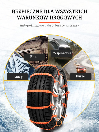 🚗Łańcuchy przeciwpoślizgowe❄️Dostosowują się do różnych modeli i nigdy się nie zużywają, zapewniając bezpieczeństwo jazdy!