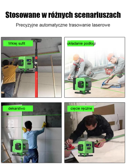 [Nowa 16-liniowa poziomica laserowa] Wystarczy lekko nacisnąć, aby rozpocząć pomiary w ciągu 3 sekund, z dokładnością do 99,98%