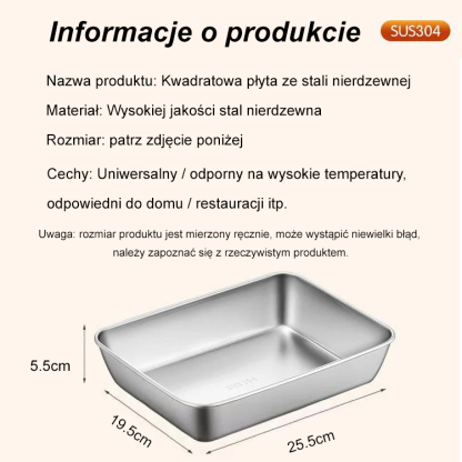 🌟Taca przeznaczona do kontaktu z żywnością ze stali nierdzewnej, bezpieczna i higieniczna