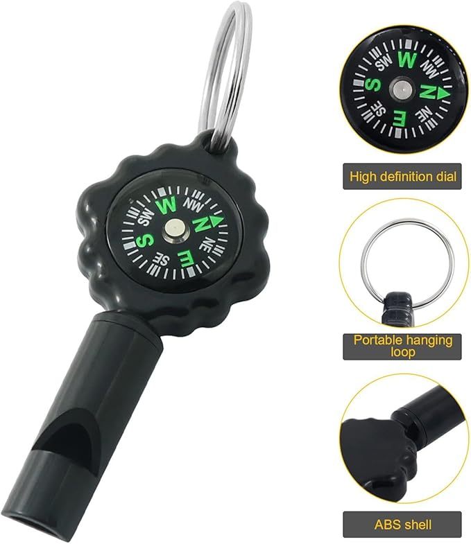 Survival z kompasem, produkty kempingowe na świeżym powietrzu Kompas | Sprzęt outdoorowy, kompas 2 w 1 z czystym, głośnym dźwiękiem do wspinaczki, polowania, pływania kajakiem