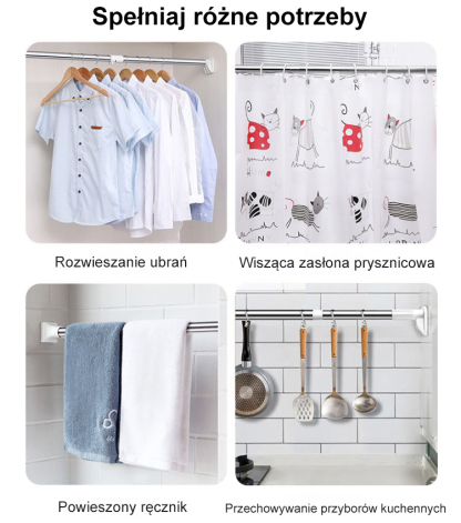 Rozciągany wieszak na pranie bez wiercenia