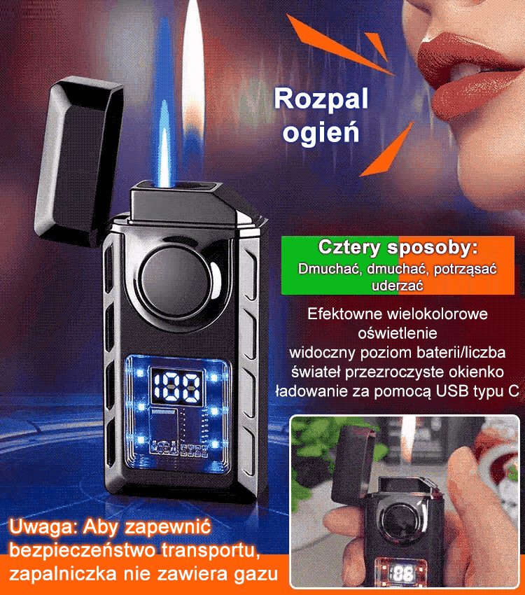 Głosowe sterowanie inteligentną zapalniczką odporną na wiatr