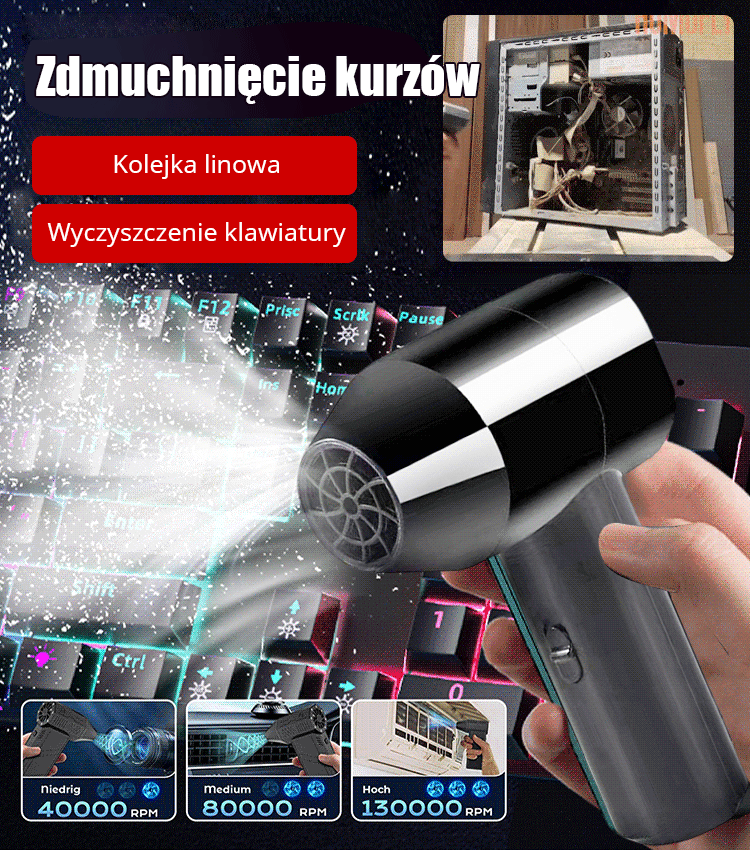 💨Przenośna suszarka do włosów💥Poziom burzy! Prędkość sięga aż 130 000 obr./min, a najszybsza to 2000 obr./min!