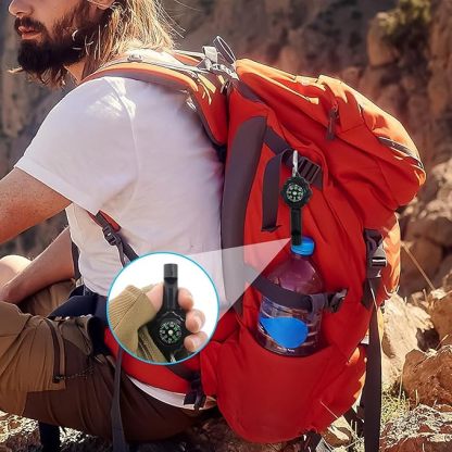 Survival z kompasem, produkty kempingowe na świeżym powietrzu Kompas | Sprzęt outdoorowy, kompas 2 w 1 z czystym, głośnym dźwiękiem do wspinaczki, polowania, pływania kajakiem
