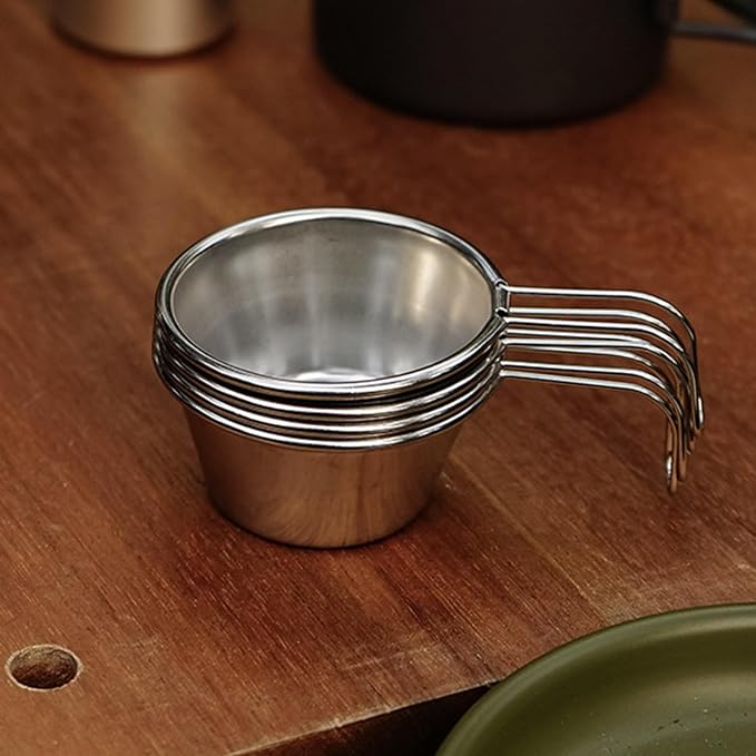 Kubki Termiczne - 50 Ml Kubki Ze Stali Nierdzewnej - 4 Sztuki Kubki Turystyczne Do Campingu Wędrówek Kuchni Plenerowej Grillowania I Sportu