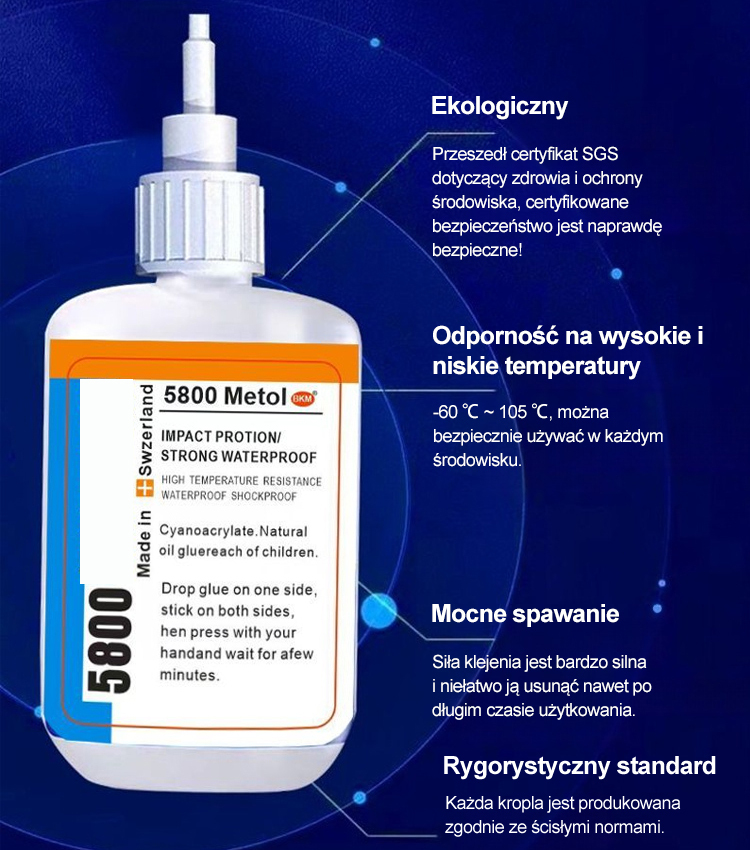 Wodoodporny, przezroczysty, mocny, uniwersalny klej