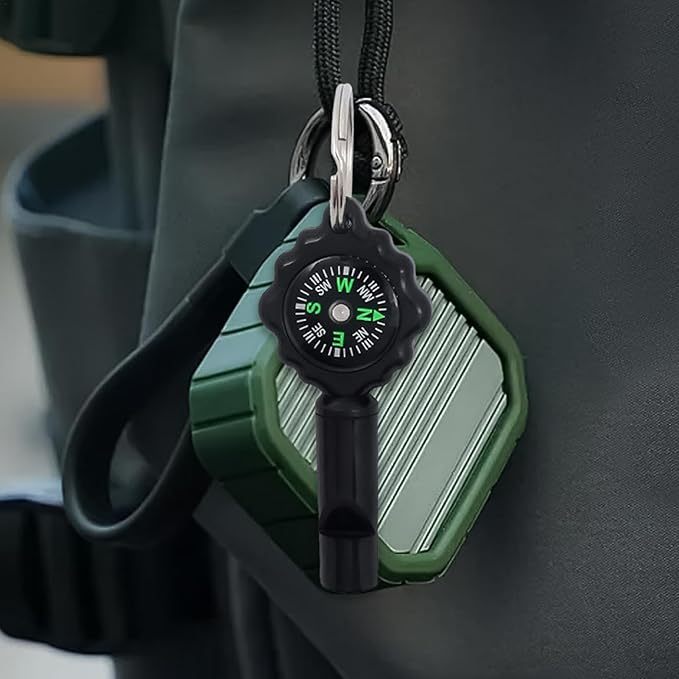 Survival z kompasem, produkty kempingowe na świeżym powietrzu Kompas | Sprzęt outdoorowy, kompas 2 w 1 z czystym, głośnym dźwiękiem do wspinaczki, polowania, pływania kajakiem