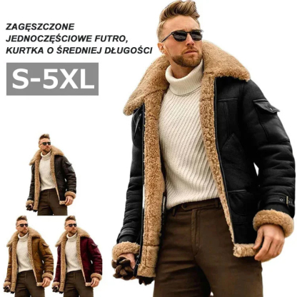 🧥 【Modna i ciepła】 Jednoczęściowa futrzana kurtka midi