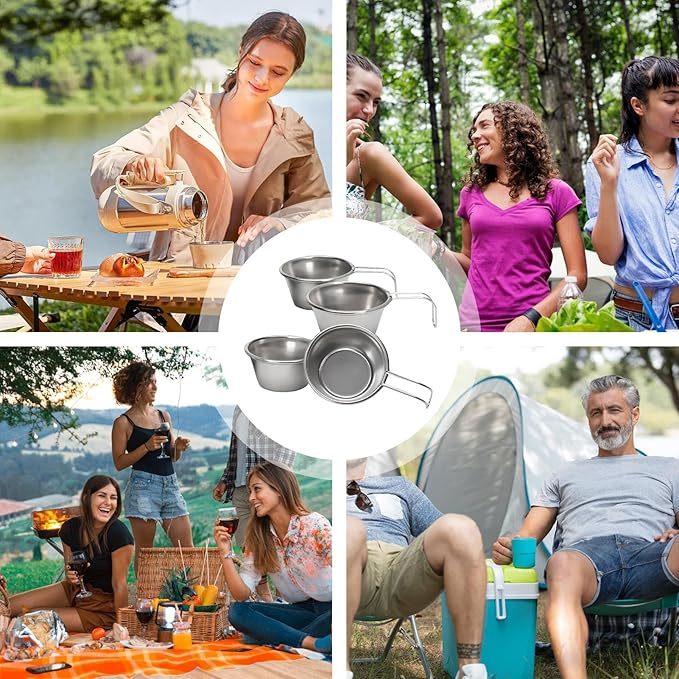 Kubki Termiczne - 50 Ml Kubki Ze Stali Nierdzewnej - 4 Sztuki Kubki Turystyczne Do Campingu Wędrówek Kuchni Plenerowej Grillowania I Sportu