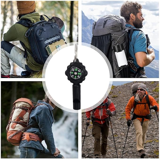 Survival z kompasem, produkty kempingowe na świeżym powietrzu Kompas | Sprzęt outdoorowy, kompas 2 w 1 z czystym, głośnym dźwiękiem do wspinaczki, polowania, pływania kajakiem