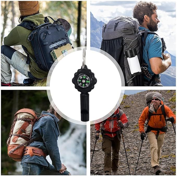 Survival z kompasem, produkty kempingowe na świeżym powietrzu Kompas | Sprzęt outdoorowy, kompas 2 w 1 z czystym, głośnym dźwiękiem do wspinaczki, polowania, pływania kajakiem