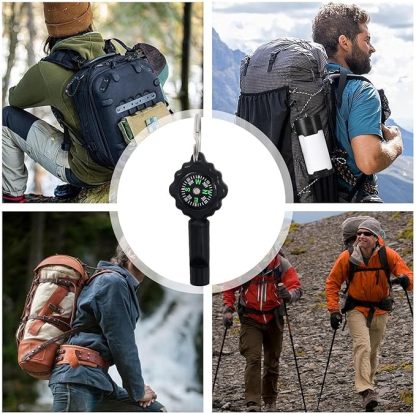 Survival z kompasem, produkty kempingowe na świeżym powietrzu Kompas | Sprzęt outdoorowy, kompas 2 w 1 z czystym, głośnym dźwiękiem do wspinaczki, polowania, pływania kajakiem