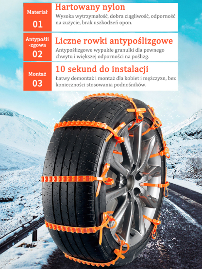 🚗Łańcuchy przeciwpoślizgowe❄️Dostosowują się do różnych modeli i nigdy się nie zużywają, zapewniając bezpieczeństwo jazdy!