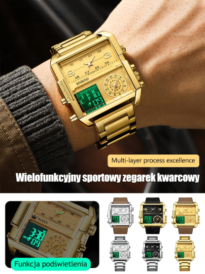 ⌚️Wielofunkcyjny kwadratowy zegarek kwarcowy z dużą tarczą💥 jest teraz w wyprzedaży na koniec roku, skorzystaj z rabatu o połowę