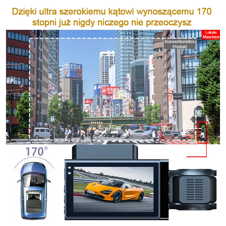 🚗 【Trzy kamery】 Rejestrator jazdy 📽 Wyposażony w Wi-Fi i wysoką rozdzielczość