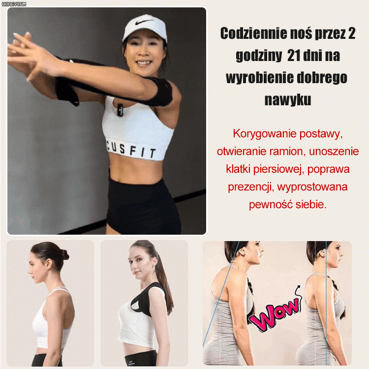 🕺Opaska treningowa z gumką💯Noś ją tylko przez dwie godziny dziennie, aby rozwinąć pamięć mięśniową, naturalnie wyprostować plecy i poprawić postawę.