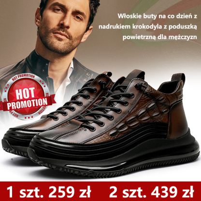 👞【Zwiększ wysokość o 5 cm】 Modne męskie skórzane buty ze wzorem krokodyla