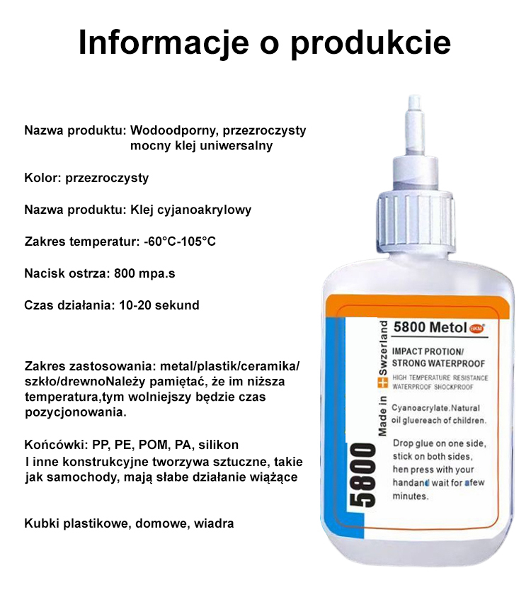 Wodoodporny, przezroczysty, mocny, uniwersalny klej