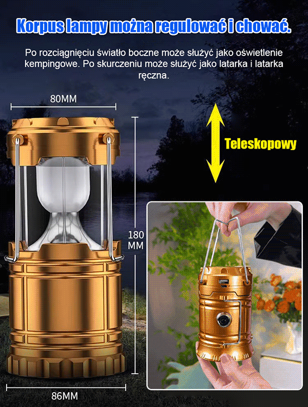 Wodoodporna wielofunkcyjna lampa solarna