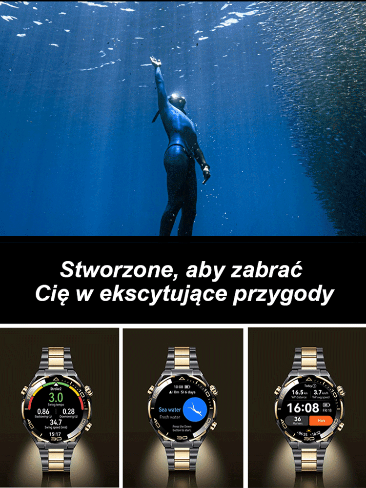 ⌚ 【Pierwsze wydanie w 2024 r.】 Inteligentny zegarek z czarnego złota! 💥Monitoruj swoje zdrowie i akcentuj swój styl!