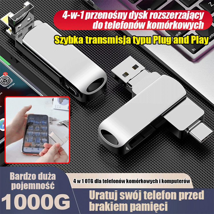 💻[Najnowsza wyprzedaż firmy Kingston] Mobilny dysk flash USB 4 w 1 o dużej pojemności