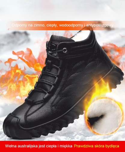 🔥Ciepłe buty narciarskie męskie👍Wykonane z wysokiej jakości skóry naturalnej, miękkie i wygodne, modne i wszechstronne