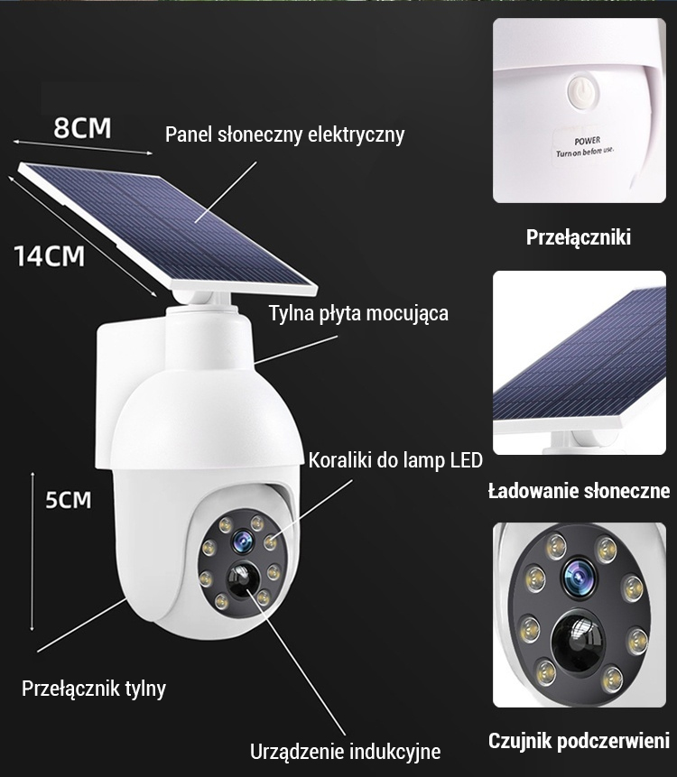 Lampa uliczna z symulowaną kamerą monitoringu🔦