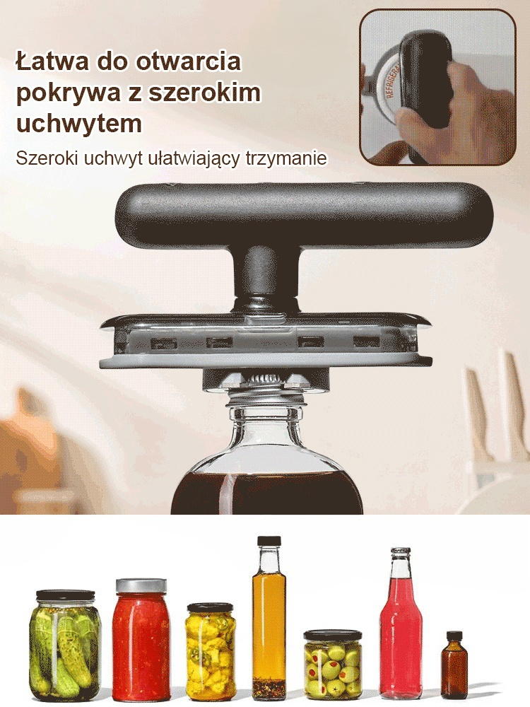 【Otwieracz do puszek oszczędzający pracę】Nie tylko oszczędza czas, ale jest również bezpieczniejszy — otwórz wszystkie pokrywki puszek w ciągu jednej sekundy!