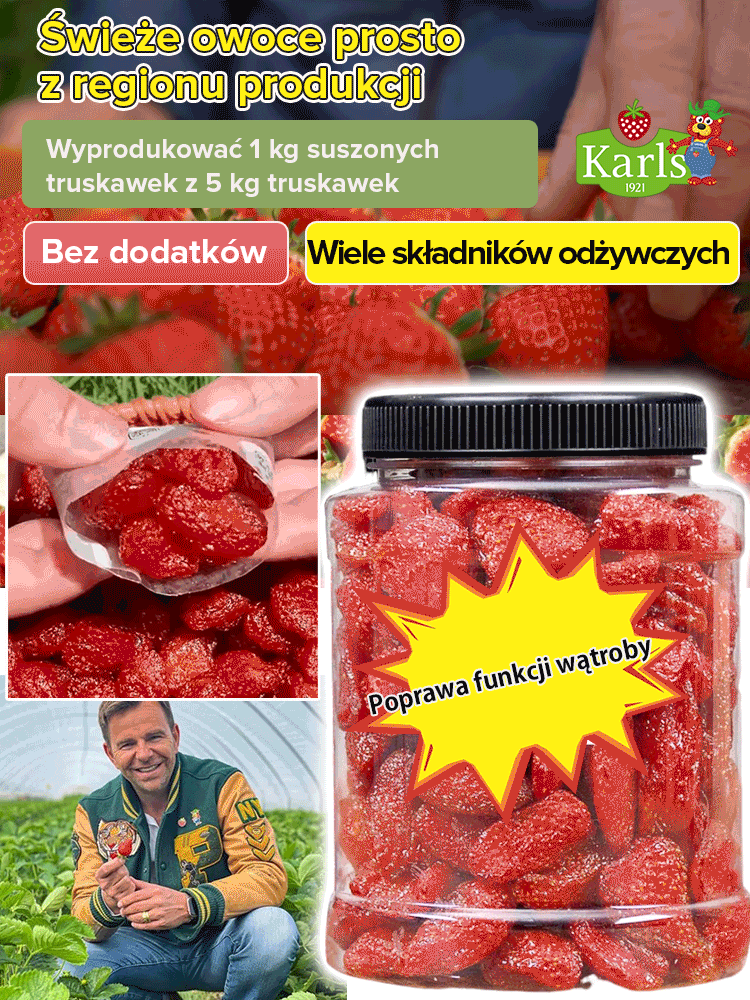 Suszone owoce truskawki premium