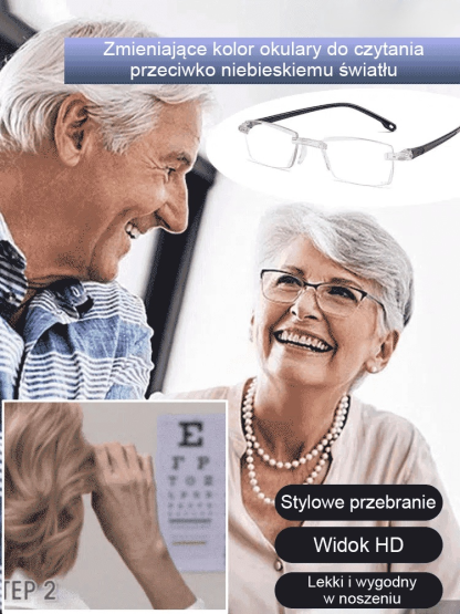 👓Zmieniające kolor okulary do czytania zapobiegające niebieskiemu światłu🔔Z łatwością uzyskaj inteligentny zoom 100-700°!