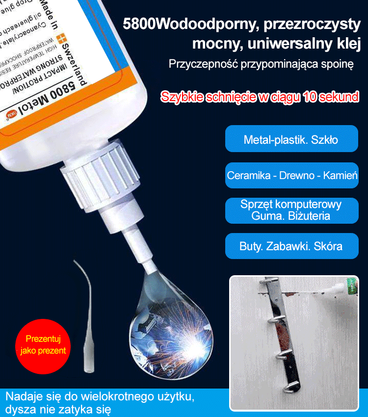 Wodoodporny, przezroczysty, mocny, uniwersalny klej