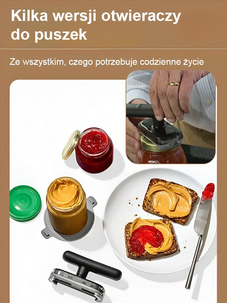 【Otwieracz do puszek oszczędzający pracę】Nie tylko oszczędza czas, ale jest również bezpieczniejszy — otwórz wszystkie pokrywki puszek w ciągu jednej sekundy!