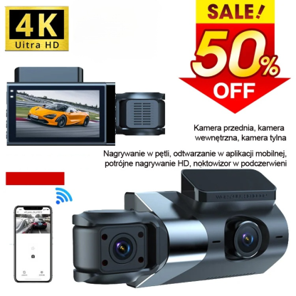 🚗 【Trzy kamery】 Rejestrator jazdy 📽 Wyposażony w Wi-Fi i wysoką rozdzielczość