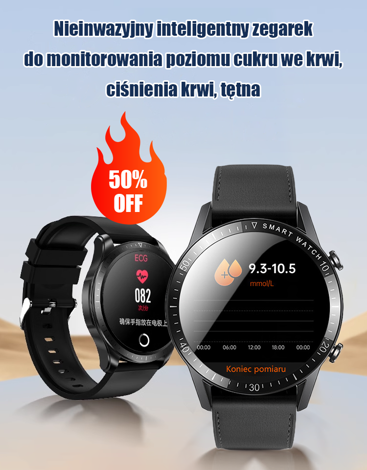 ⌚️【Nieinwazyjny pomiar poziomu glukozy we krwi】Inteligentny zegarek
