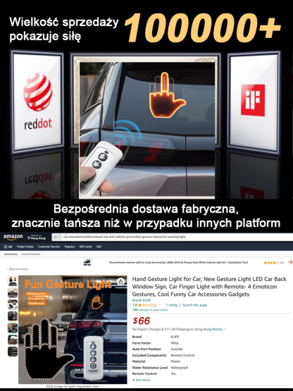 Car Wielofunkcyjne interaktywne światła ostrzegawcze z gestem zapobiegającym dachowaniu