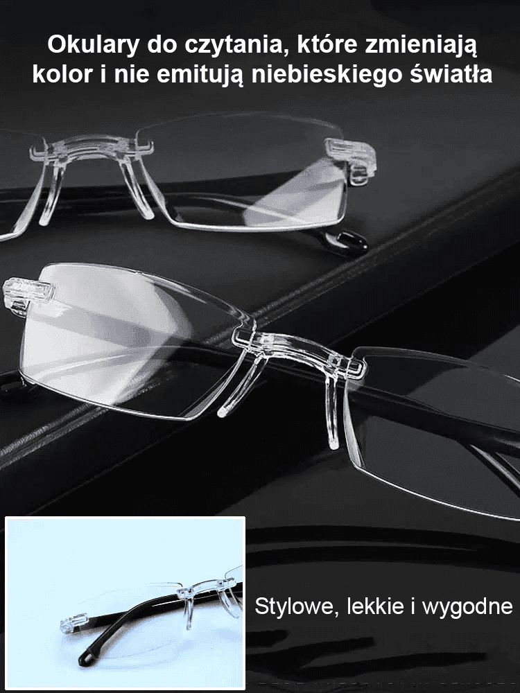 👓Zmieniające kolor okulary do czytania zapobiegające niebieskiemu światłu🔔Z łatwością uzyskaj inteligentny zoom 100-700°!