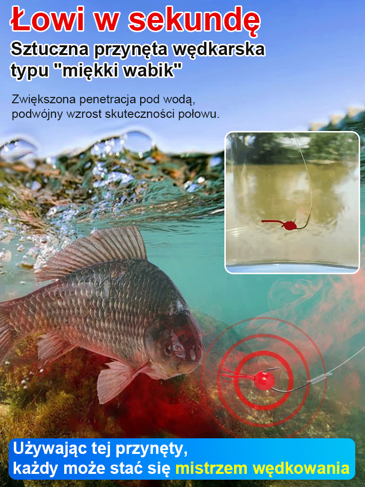 【🐟 1 sekunda, by złowić!】Wabik imitujący żywą przynętę z silikonowego materiału o zapachu ryb .