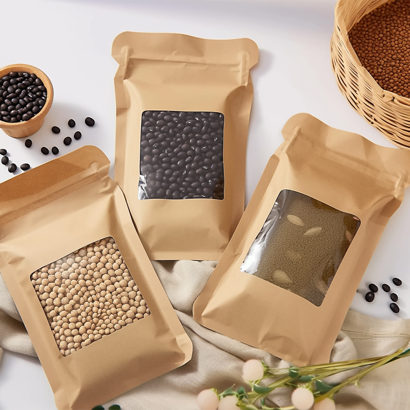 Kraft-Paper Ziplock Pouch with Window