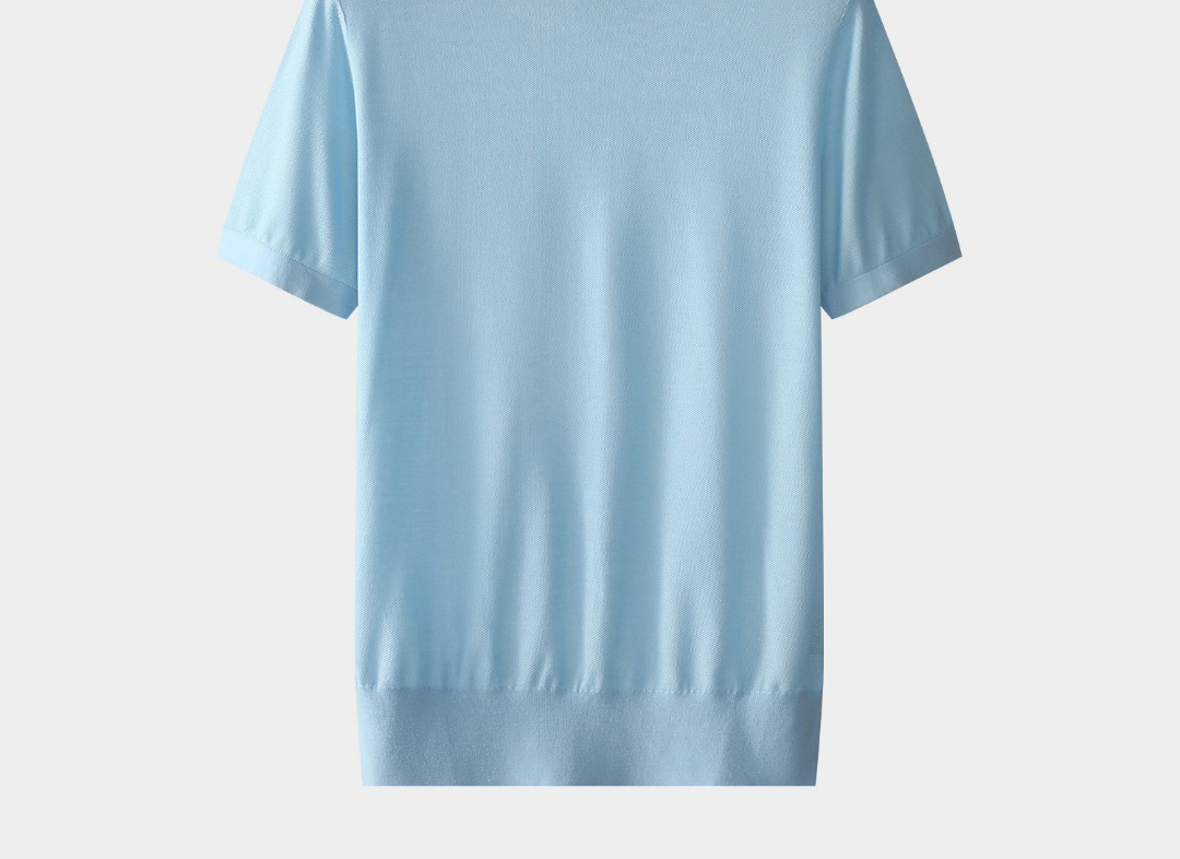 Mulberry Silk Blend 3D Knit Short Sleeve Crew Neck T-Shirt