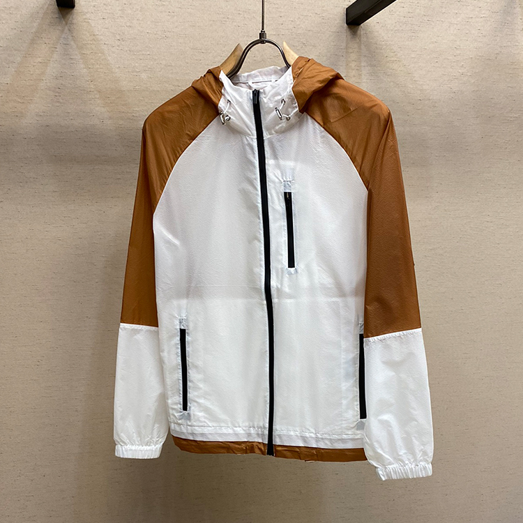 Textured Check Pattern Lightweight Color Block Hooded Sun Protection Shirt